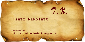 Tietz Nikolett névjegykártya